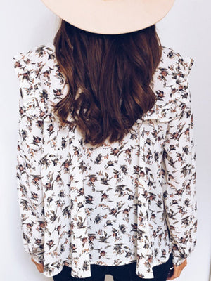 Fashion Long Sleeve Floral Printed Blouse