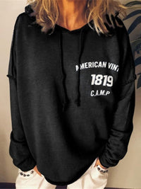 Lettering Hooded Long Sleeve Sweatshirt