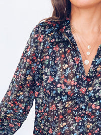 Loose Long Sleeve Tops Floral Printed Boho Shirt