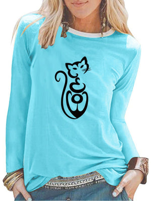 Graphic Print Casual Long-Sleeved Loose  T-Shirt