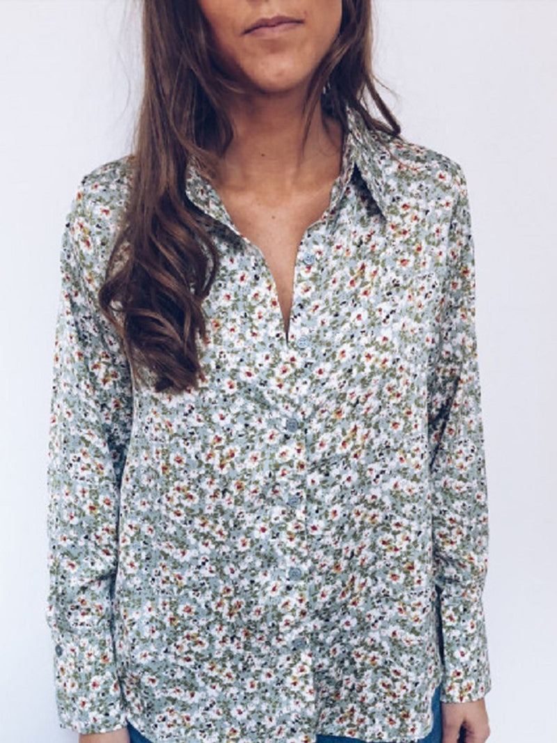 Fashion Long Sleeve Tops Floral Printed Shirt