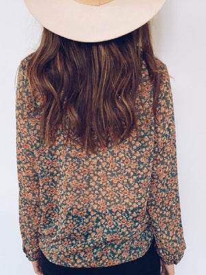 Loose Long Sleeve Tops Floral Printed Blouses Boho Shirt