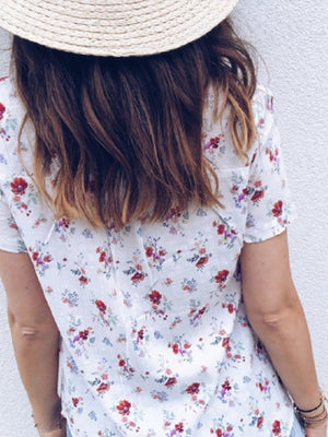 Summer Short Sleeve Tops Floral Printed Boho Shirt