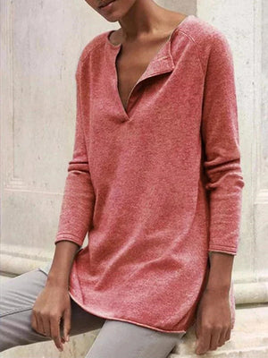 Loose Solid Color Long Sleeve Shirt