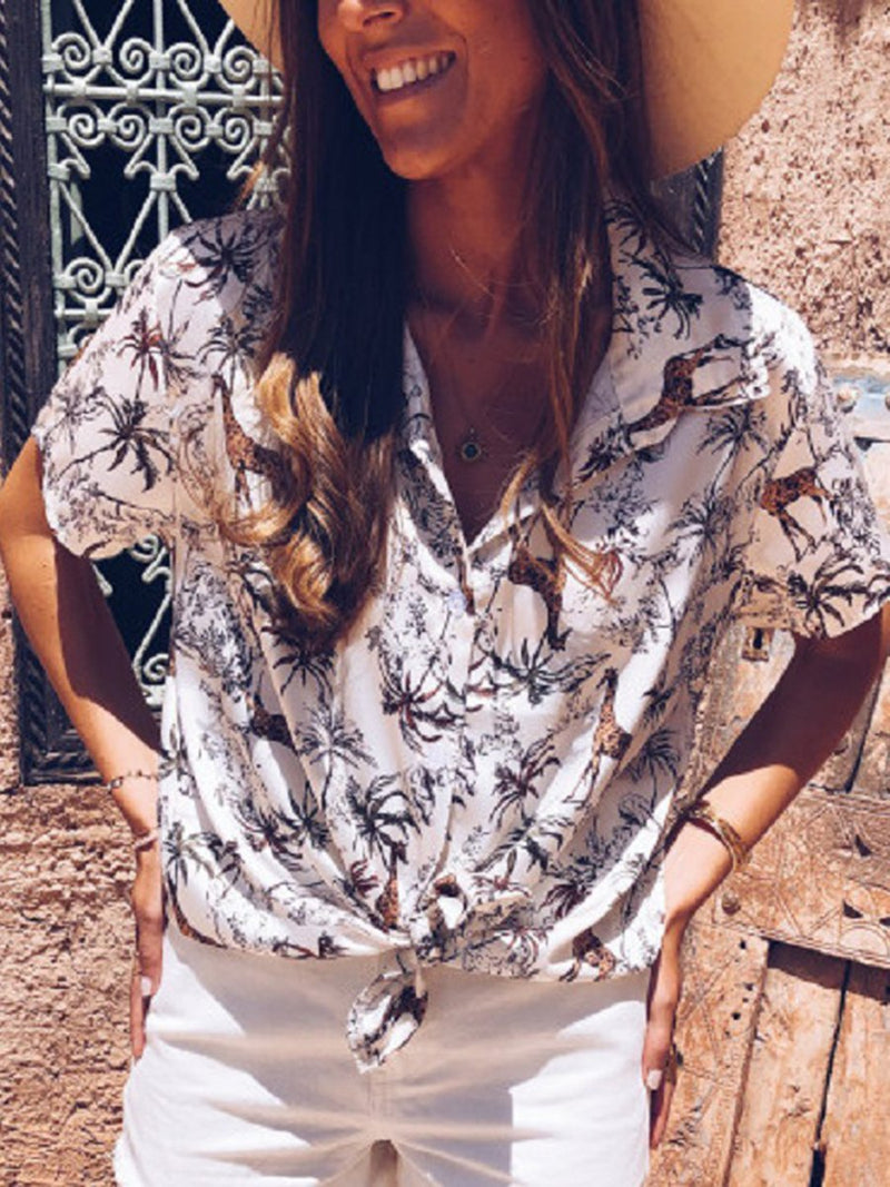 Summer Short Sleeve Tops Animal Printed Shirt