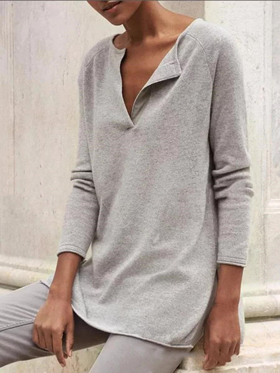 Loose Solid Color Long Sleeve Shirt