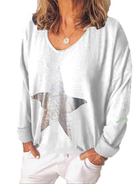 Stylish Casual V Neck Star Print Blouses