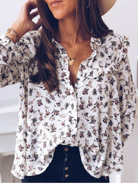 Fashion Long Sleeve Floral Printed Blouse