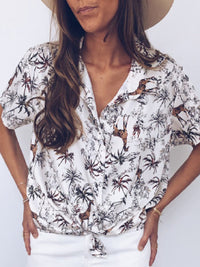 Summer Short Sleeve Tops Animal Printed Shirt