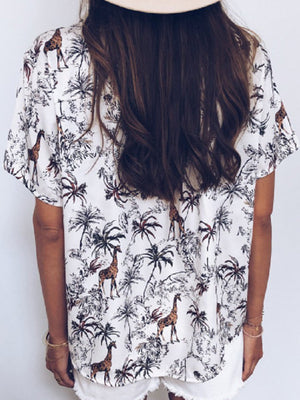 Summer Short Sleeve Tops Animal Printed Shirt